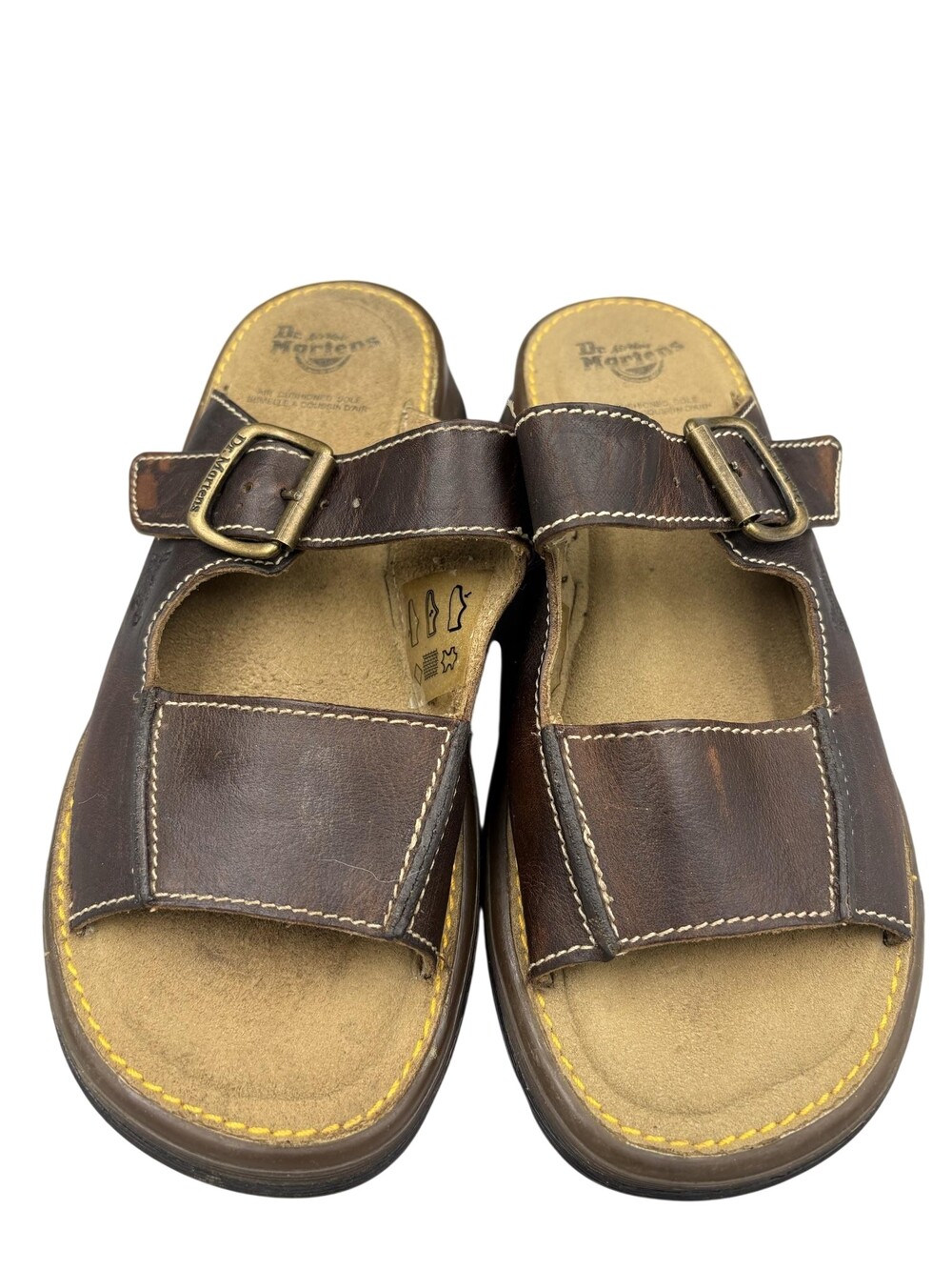 Dr. Martens Sandals Womens Size 9 Brown Leather Slide Buckle Air Cushion Wedge